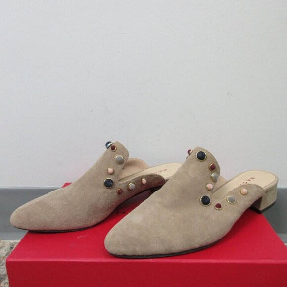 Sacha London Cindi Women Slides Size 7 Taupe Beaded Pointed Toe Low Heels 734 - Picture 1 of 12